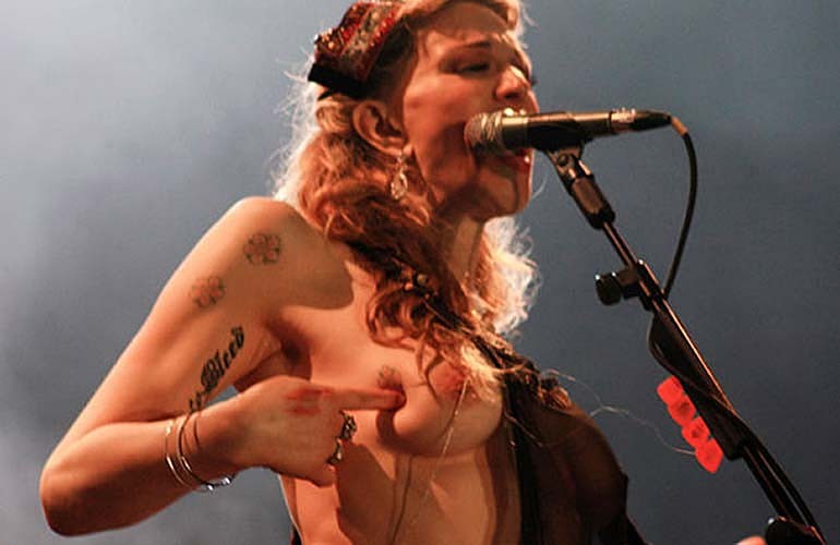Courtney Love topless on stage and posing totally nude #75282183