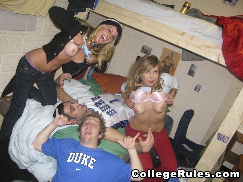 Busty college girl is fucked by three pervert boys #77091050