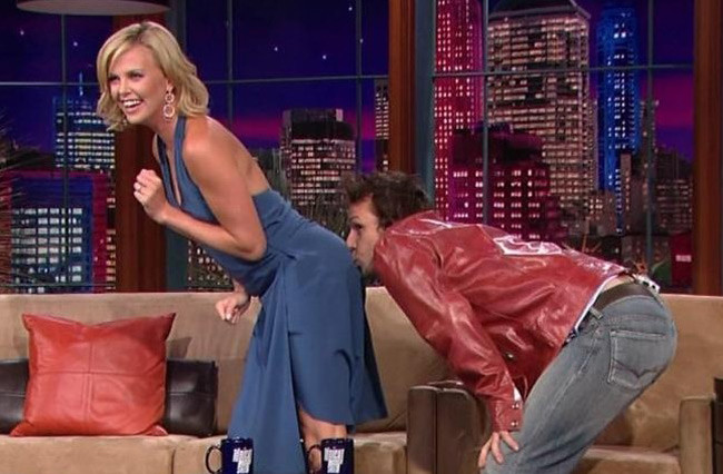 Adorable celebrity Charlize Theron ass kissed on live tv show #75414429
