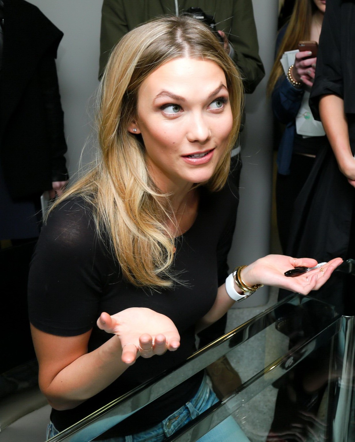 Karlie Kloss see through to bra at the Frame Denim launch in NYC #75164165