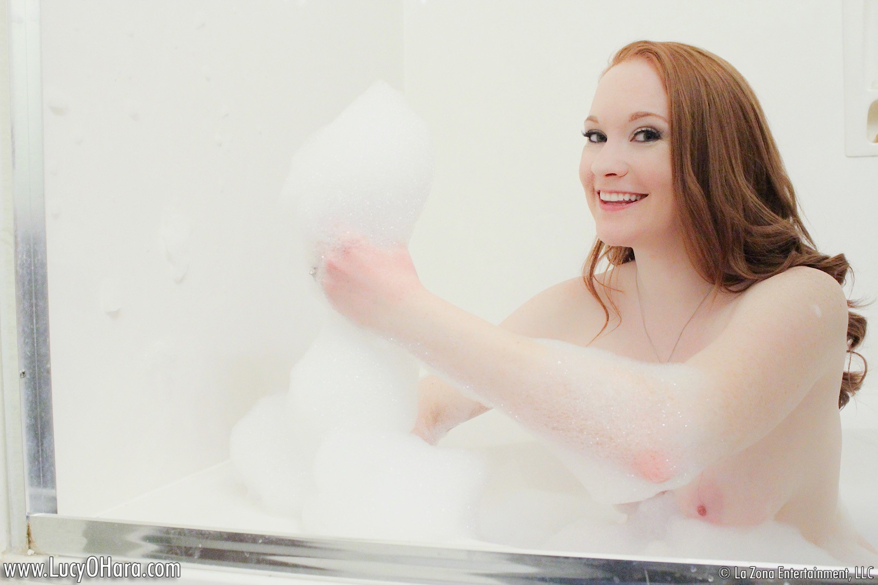 Gorgeous redhead Lucy OHara gets pussy nice and soapy #70850441