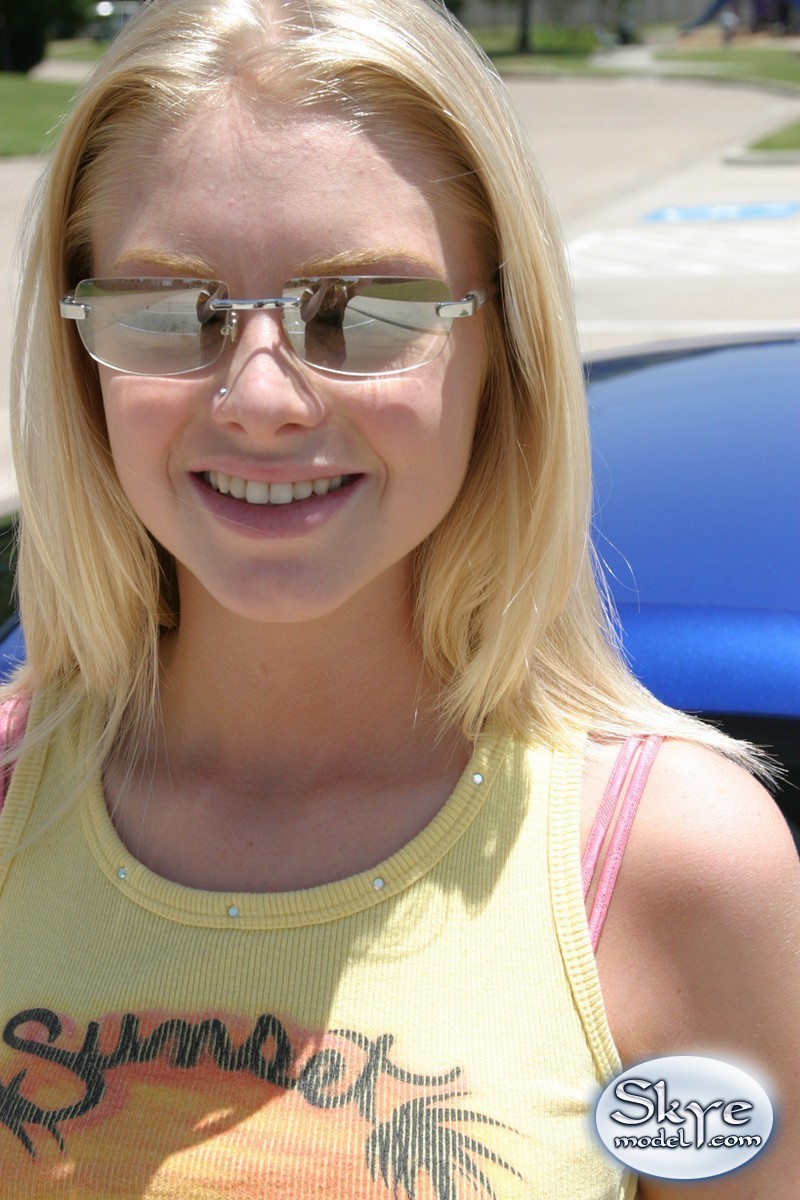 Blonde amateur teen showing her car #67119491