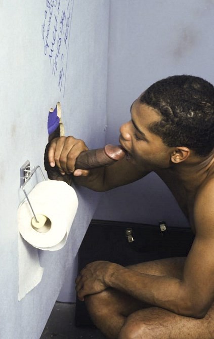Black twinks enjoy glory hole sucking and fucking in a toilet #76946192