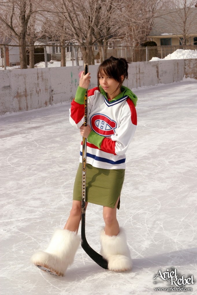 Hockey girl flashing on ice #67221104