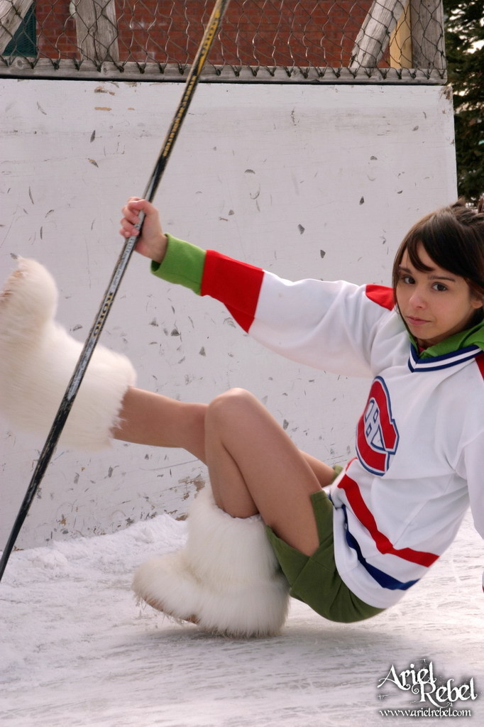 Hockey girl flashing on ice #67221131