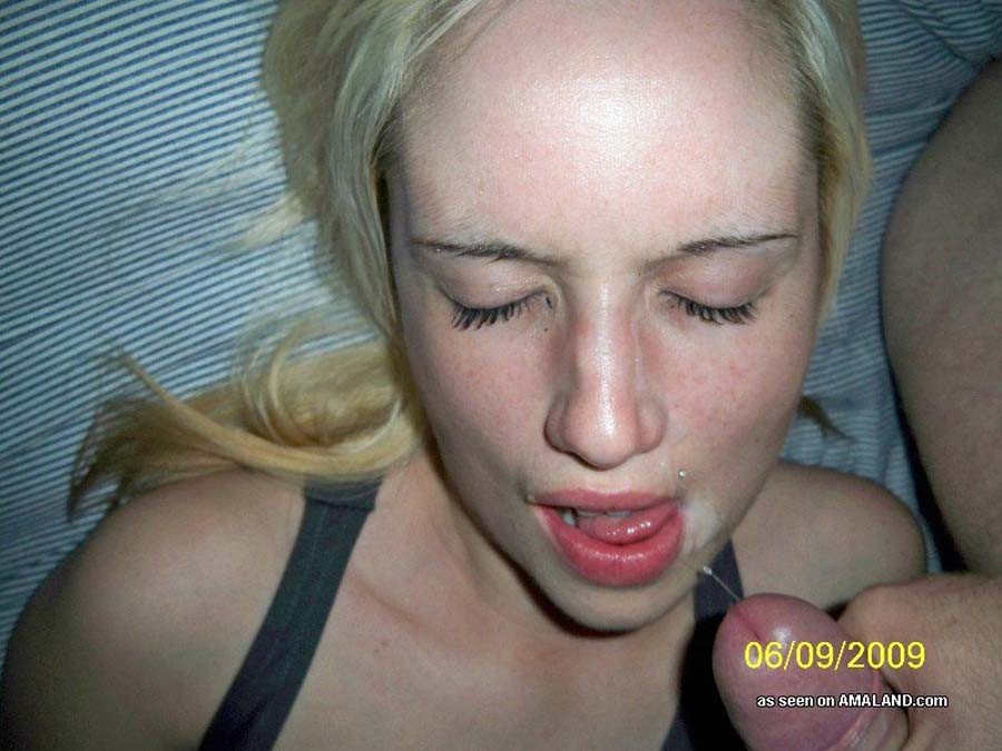 Real amateur girlfriends taking sticky facials #75843359