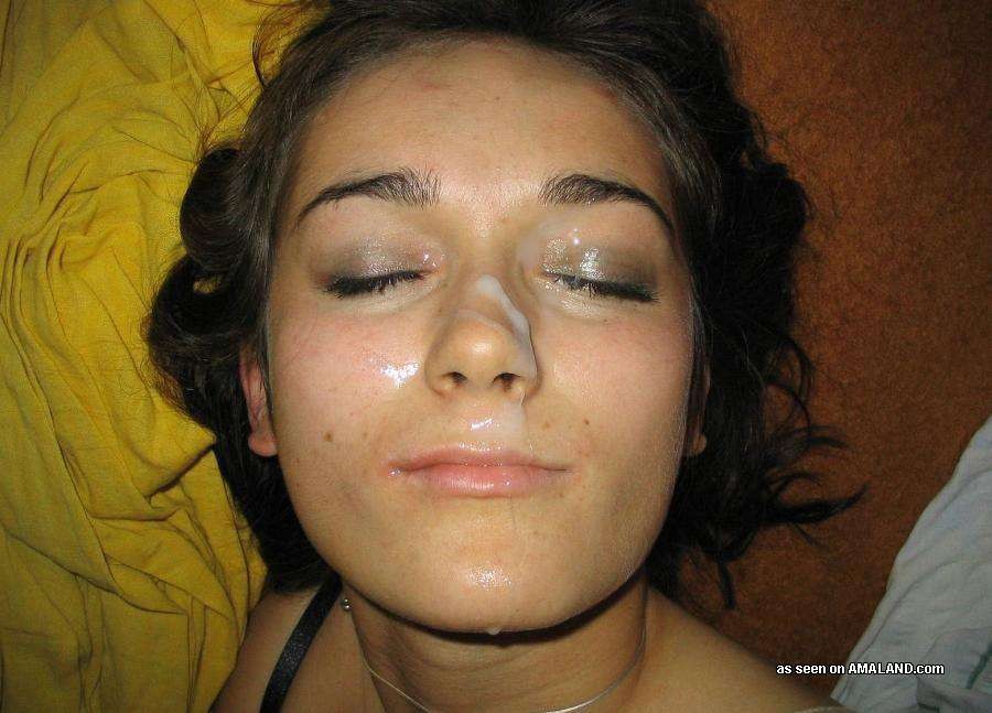 Real amateur girlfriends taking sticky facials #75843382