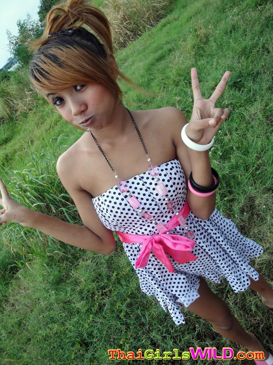Emo Thai girlfriend Air has fun flashing outdoors before her cre #67902684