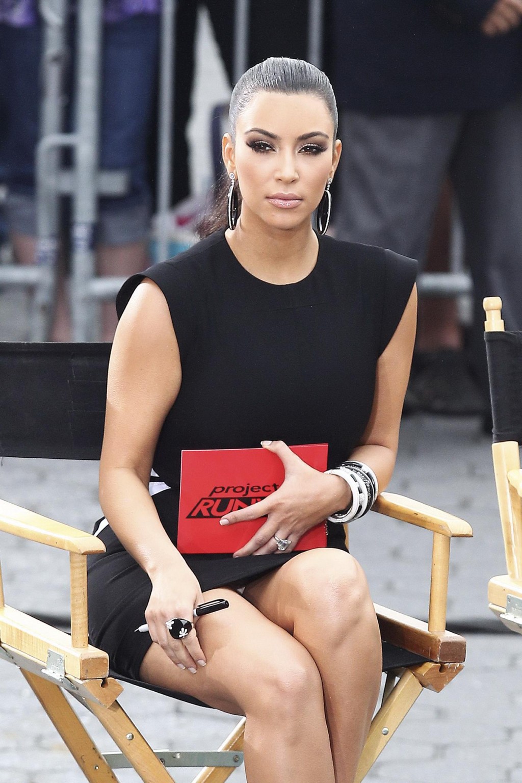 Kim Kardashian upskirt on the set of Project Runway in NYC #75298531