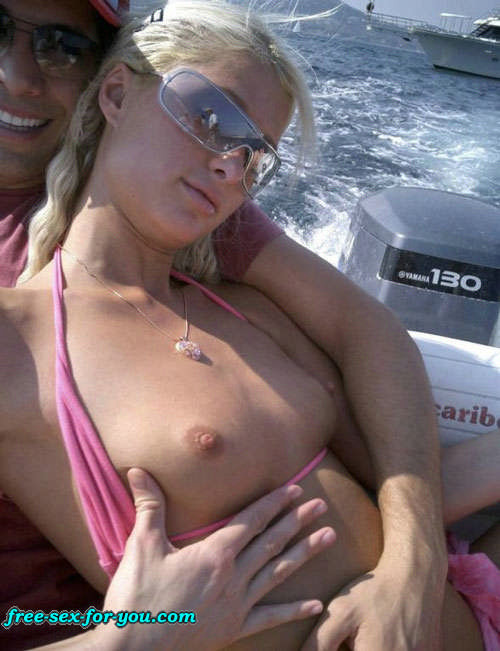 Paris Hilton showing her nice shaved pussy and small tits #75421150