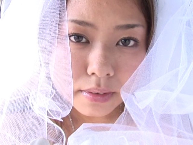 Busty asian av idol Fuko posing her gigantic big tits as a bride #69743967