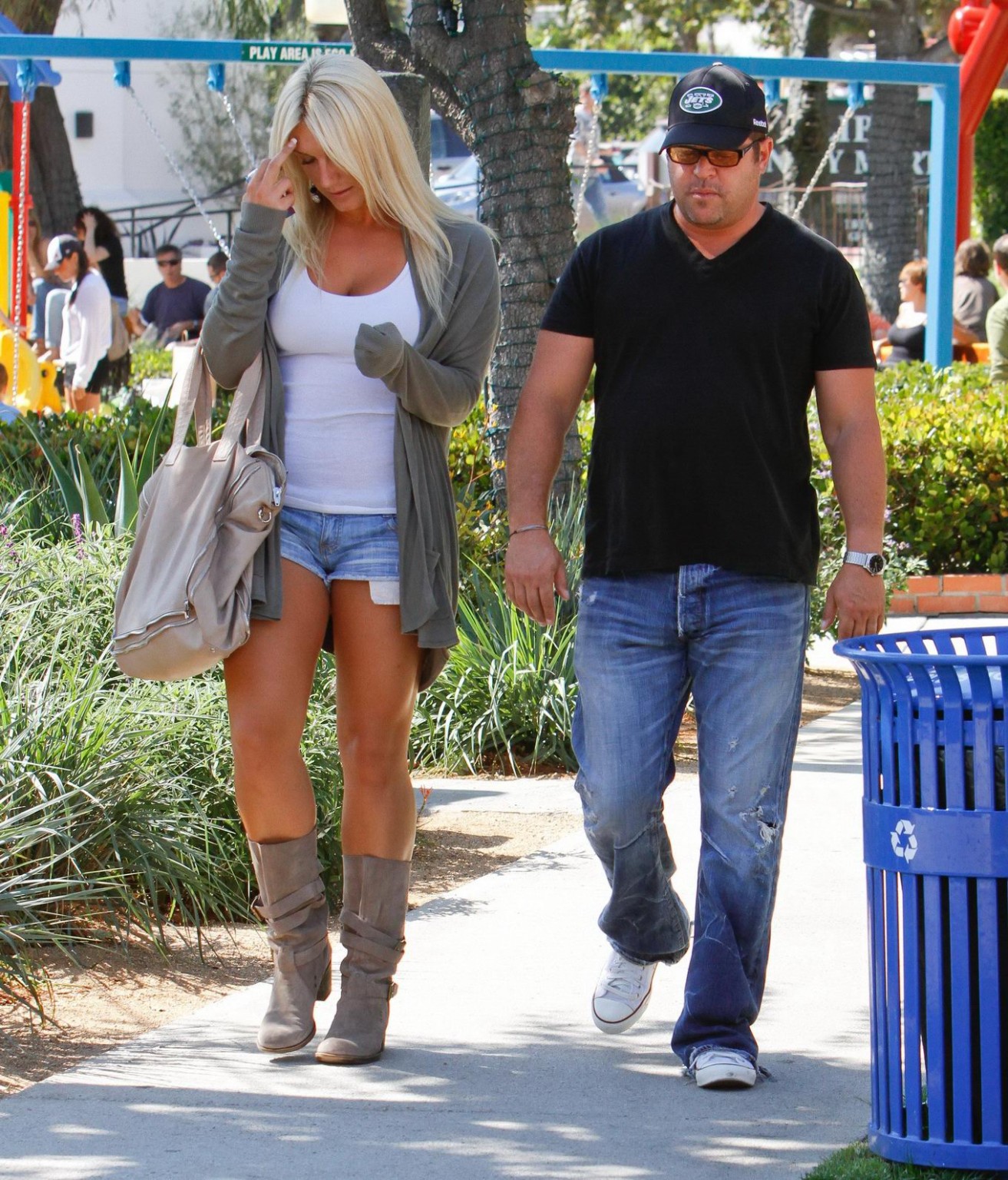 Brooke Hogan leggy wearing denim shorts  boots in Malibu #75288151