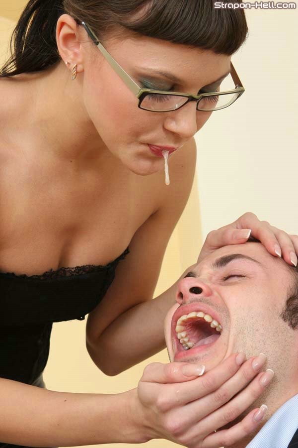 Lustful lady boss forcing her worker to boot licking before deep strapon fucking #71945834