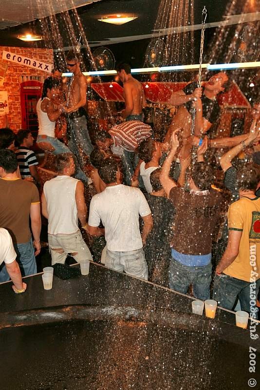 Gay men jerk eachother off under a public shower #76992142