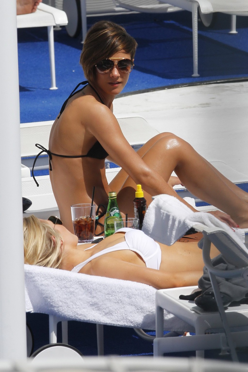 Frankie Sandford wearing sexy black bikini at the pool in LA #75309224