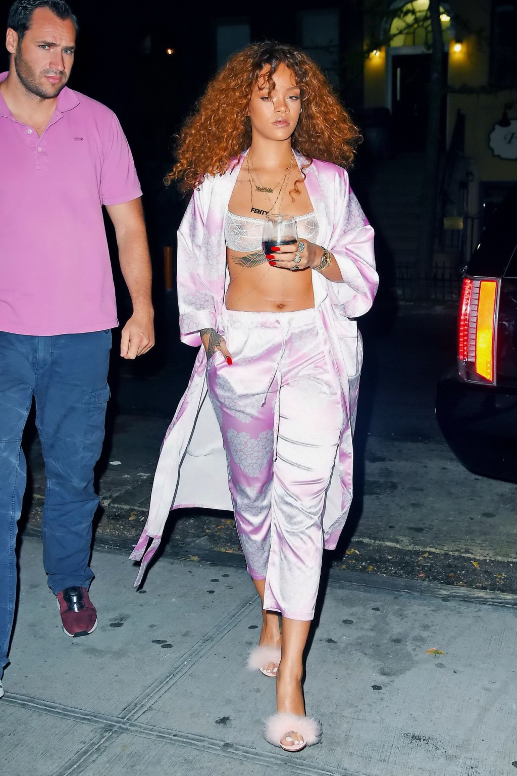 Rihanna shows off her boobs in a see through bra out in NYC #75158067