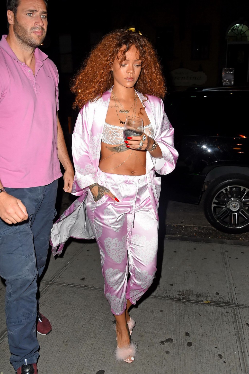 Rihanna shows off her boobs in a see through bra out in NYC #75158080