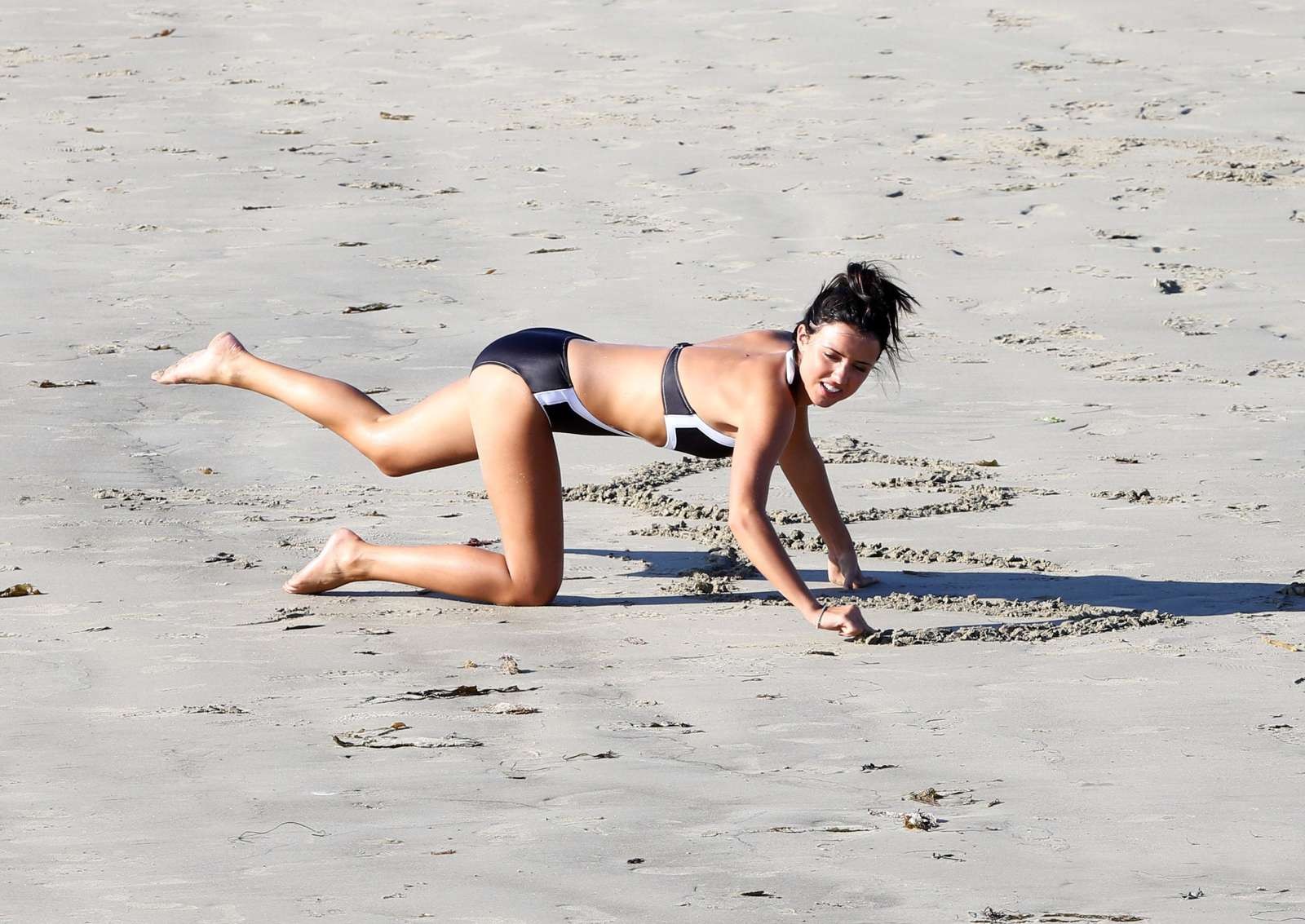 Lucy Mecklenburgh in sexy monokini working out on Santa Monica Beach #75216705