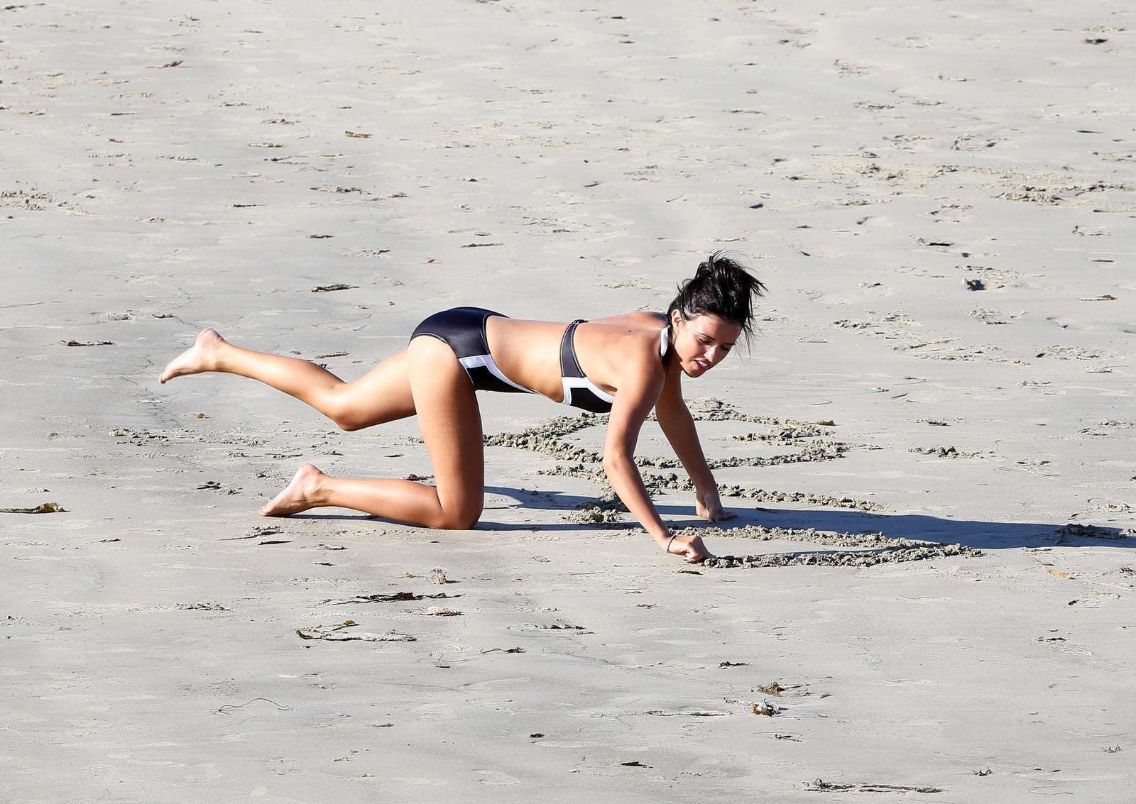 Lucy Mecklenburgh in sexy monokini working out on Santa Monica Beach #75216714