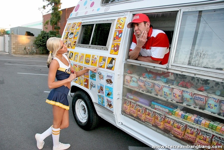 Blond teen gets bonked in an ice cream truck #77478724