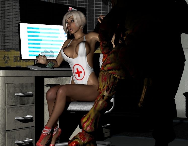 Une infirmière blonde excitée en 3D se fait baiser par un alien avec une longue bite.
 #67054307