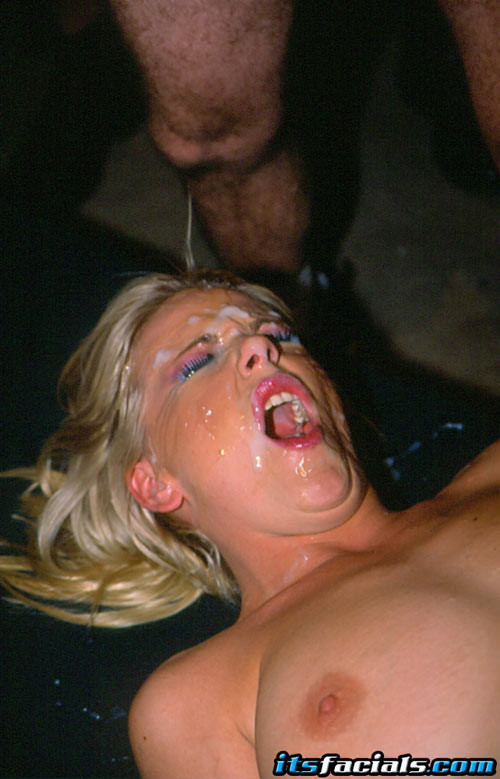 Facials gangbang with sperm in a blonde face #73671067