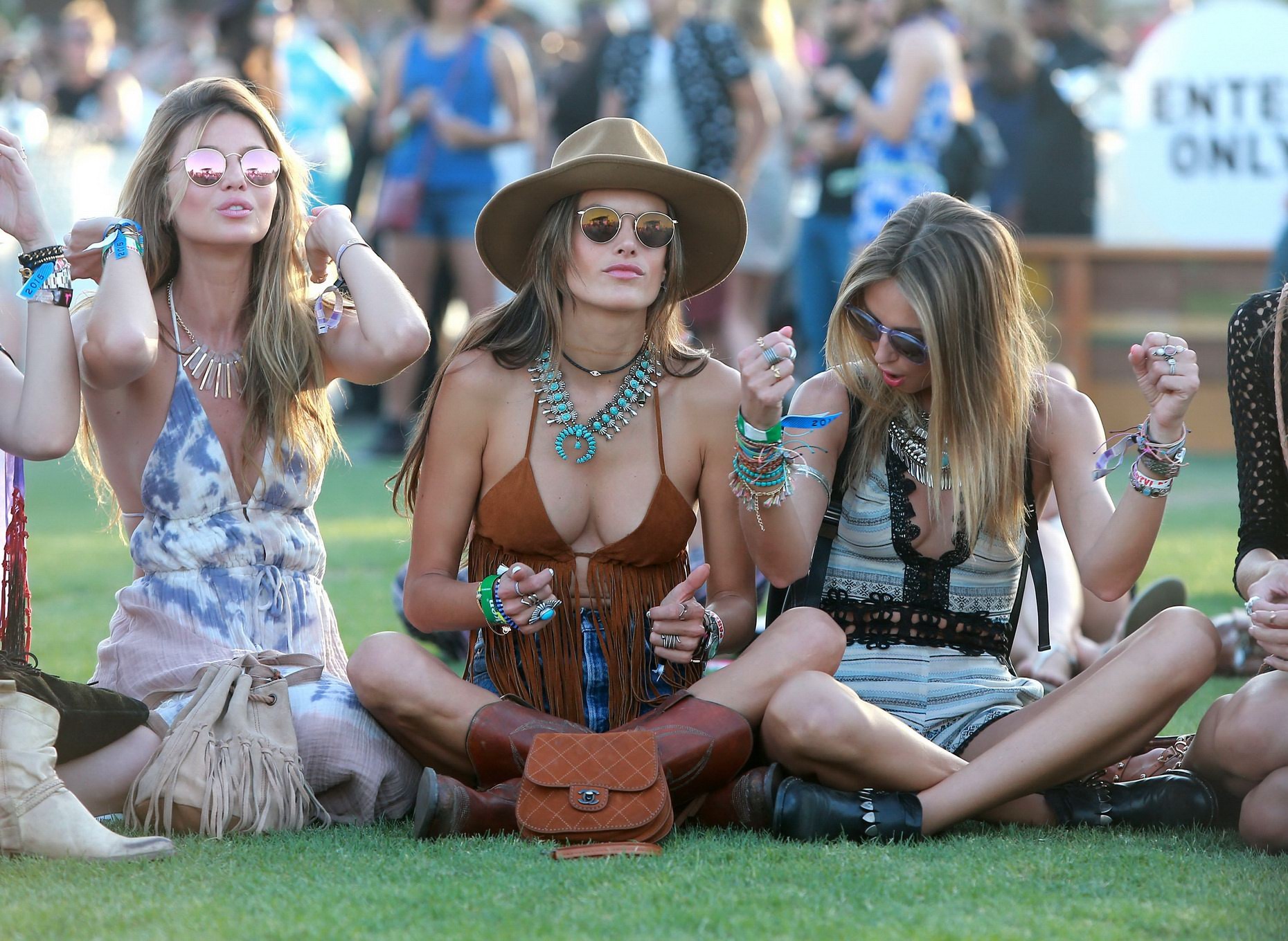 Alessandra Ambrosio cleavy showing sideboob in tiny belly top and denim shorts a #75167419