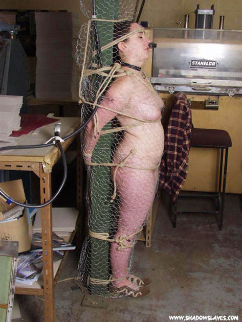 Plump submissive bound in rope and wire #72213546