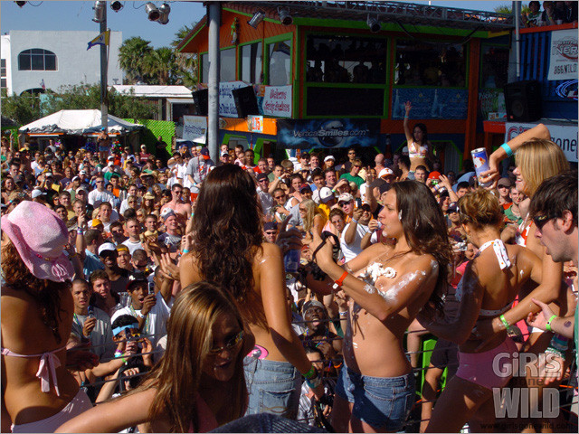 Amateur bikini contest on stage with some cream #73206060