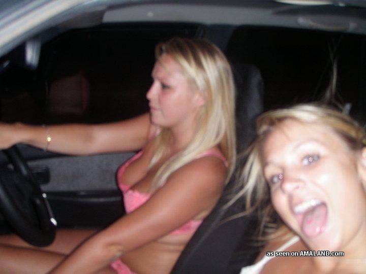 Sexy amateur teens in their underwear at a drive-thru #68096047