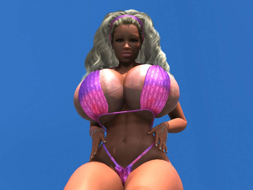 Nuda bionda sexy 3d sulla spiaggia con grandi tette
 #67049424