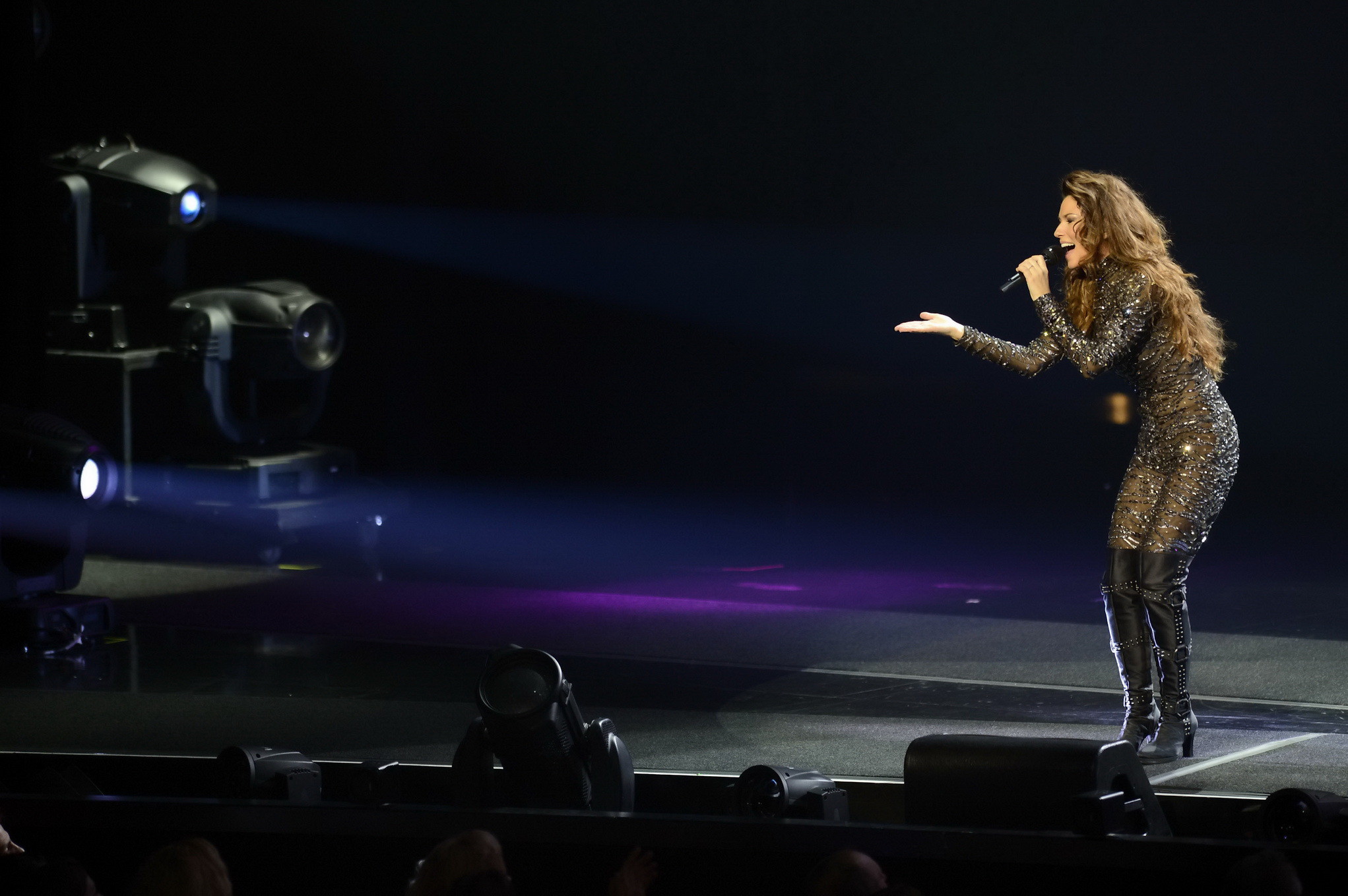 Shania Twain in partially see-through skin tight jumpsuit performing live at Sha #75247055