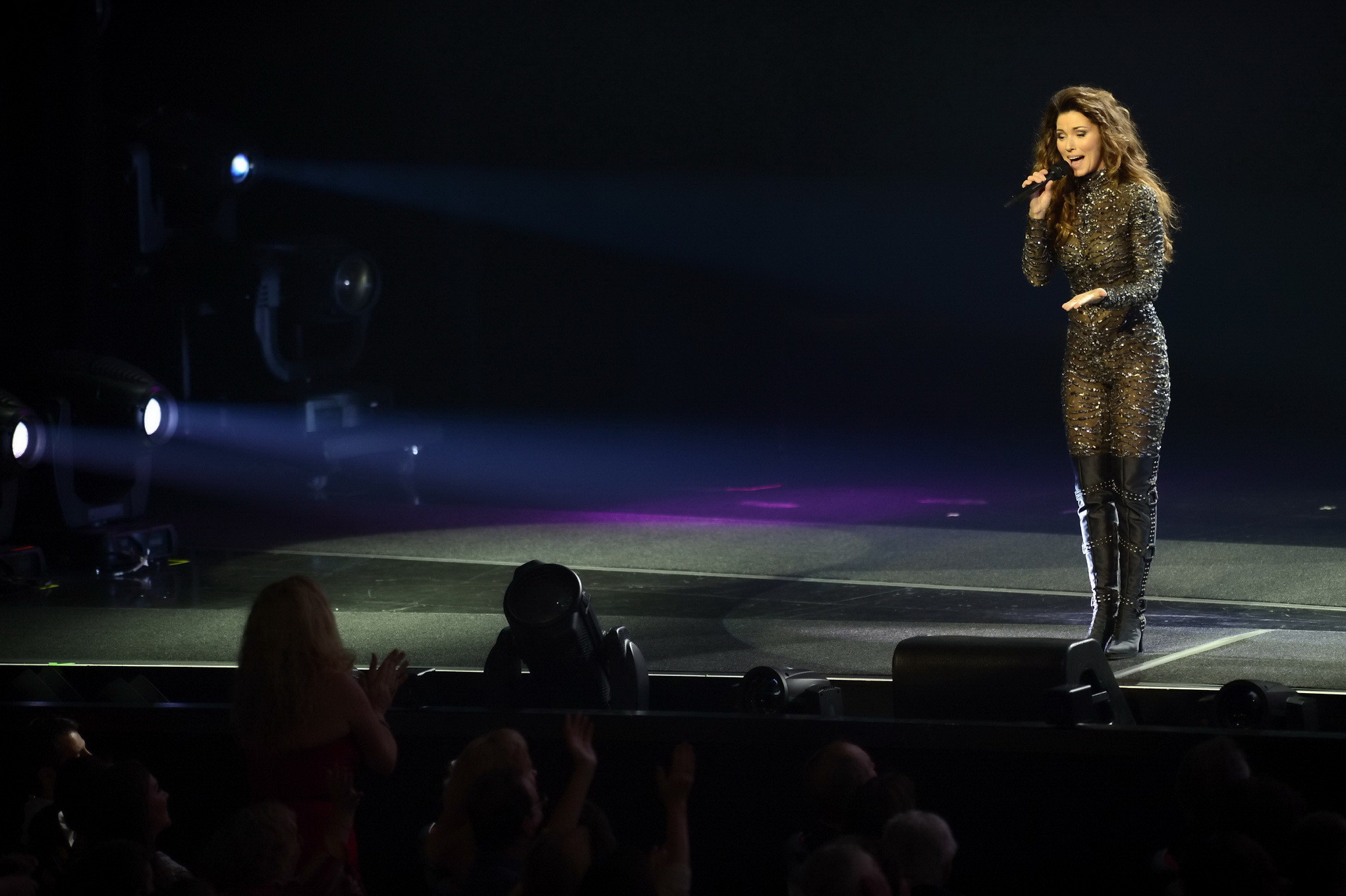 Shania Twain in partially see-through skin tight jumpsuit performing live at Sha #75247059