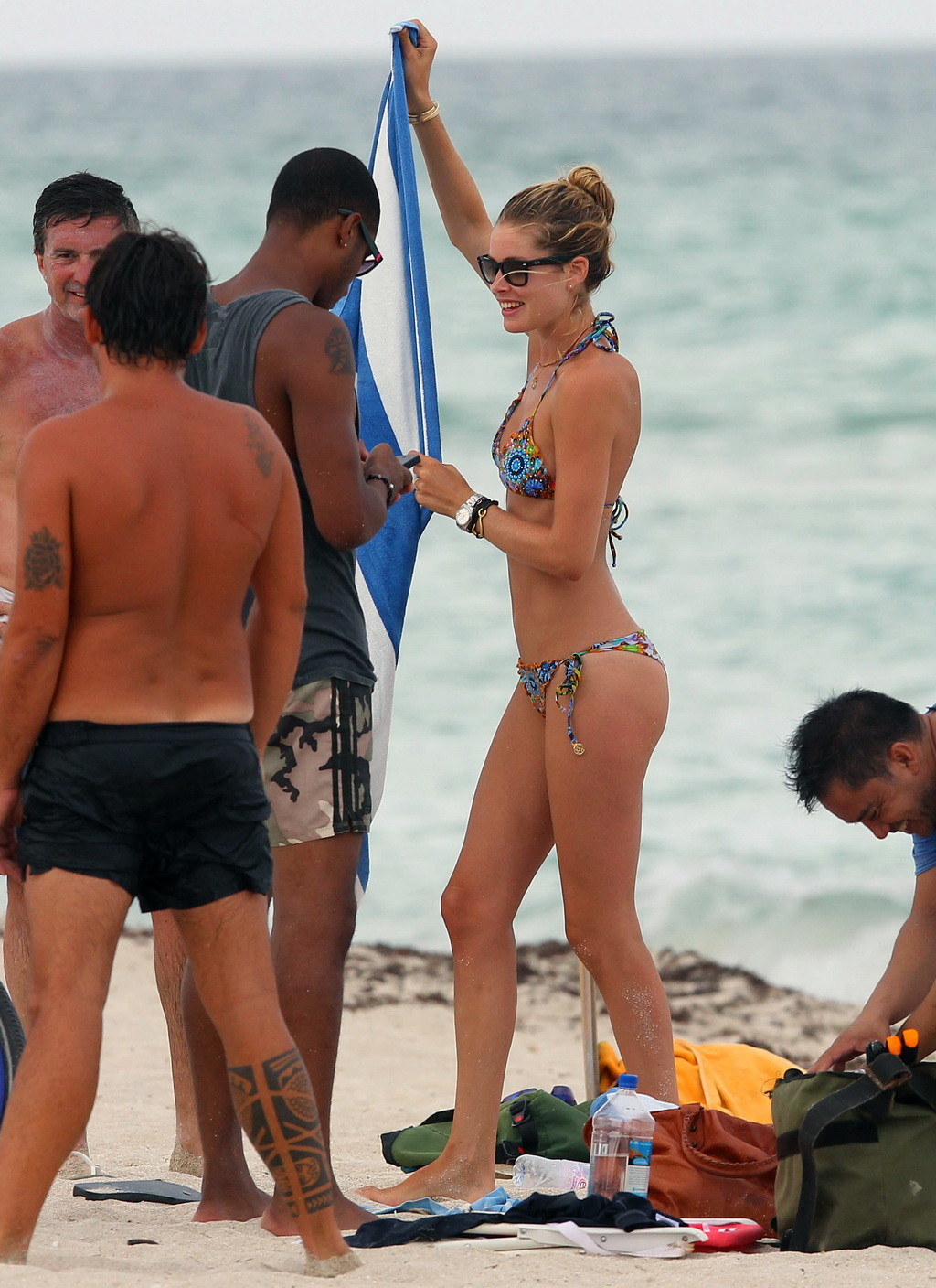 Doutzen Kroes showing off her amazing body in tiny multi colored bikini in Miami #75254655