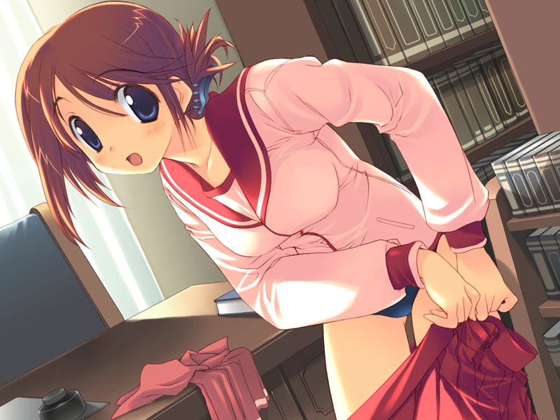 Little petite anime schoolgirls in short skirts and high socks #69684247