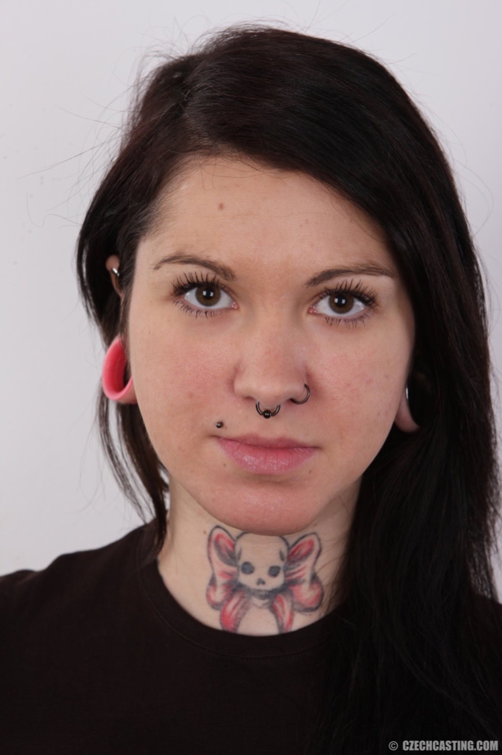 Tattooed brunette in casting session #67163440