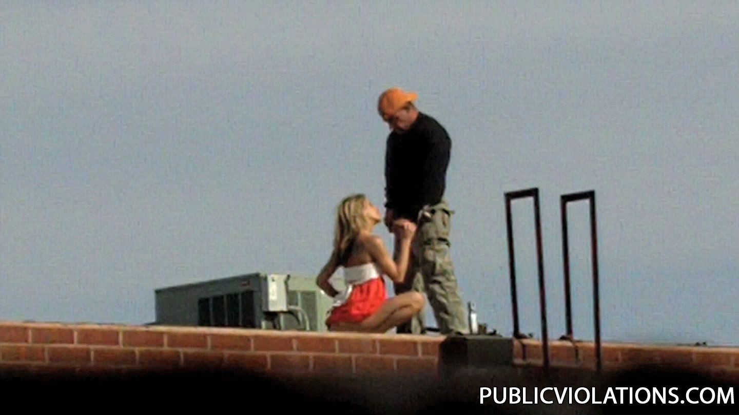 Violated babe in public on rooftop #78596460