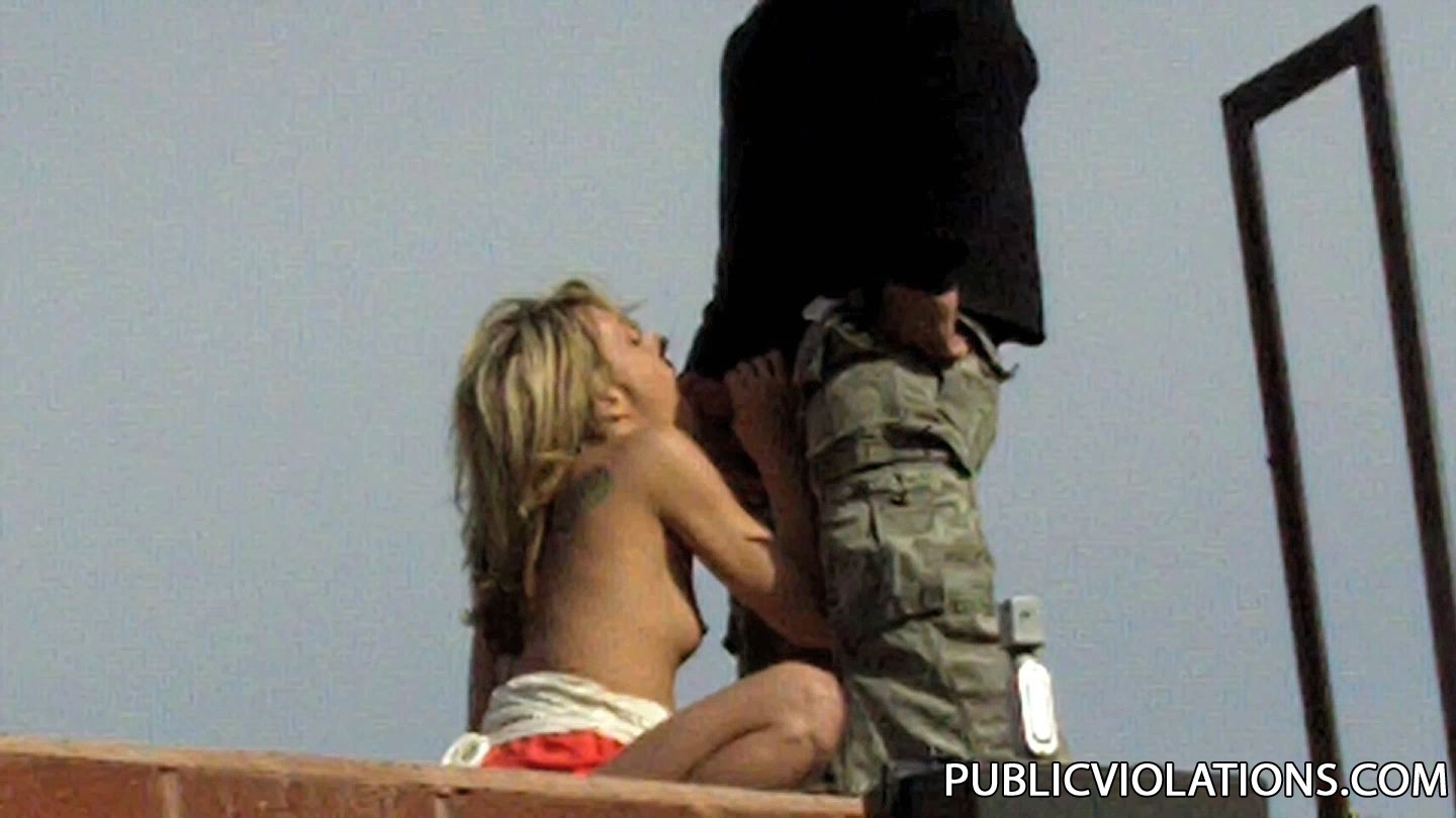 Violated babe in public on rooftop #78596493