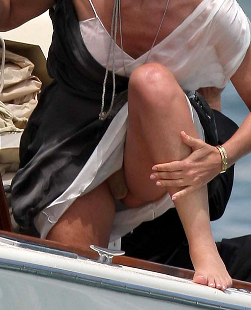 Sharon Stone showing her nice big tits on beach paparazzi pictures #75403128