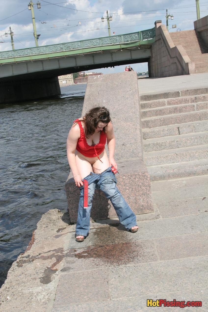 Riverside pissing adventure happened to a big-boobed wench in summer #76525265