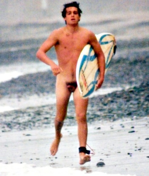 Hot hunk surfing in the nude #76943823
