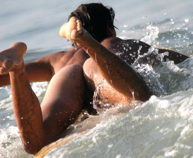 Hot hunk surfing in the nude #76943854