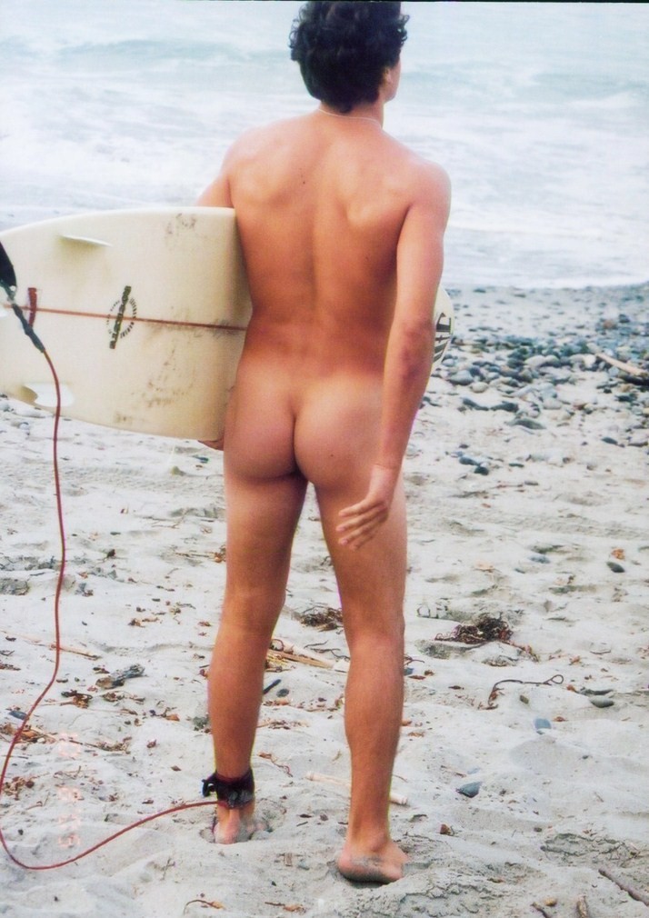 Hot hunk surfing in the nude #76943874