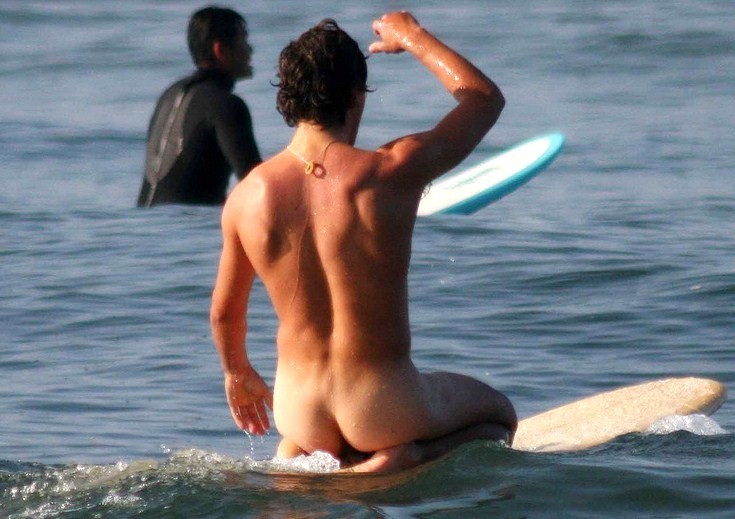 Hot hunk surfing in the nude #76943878