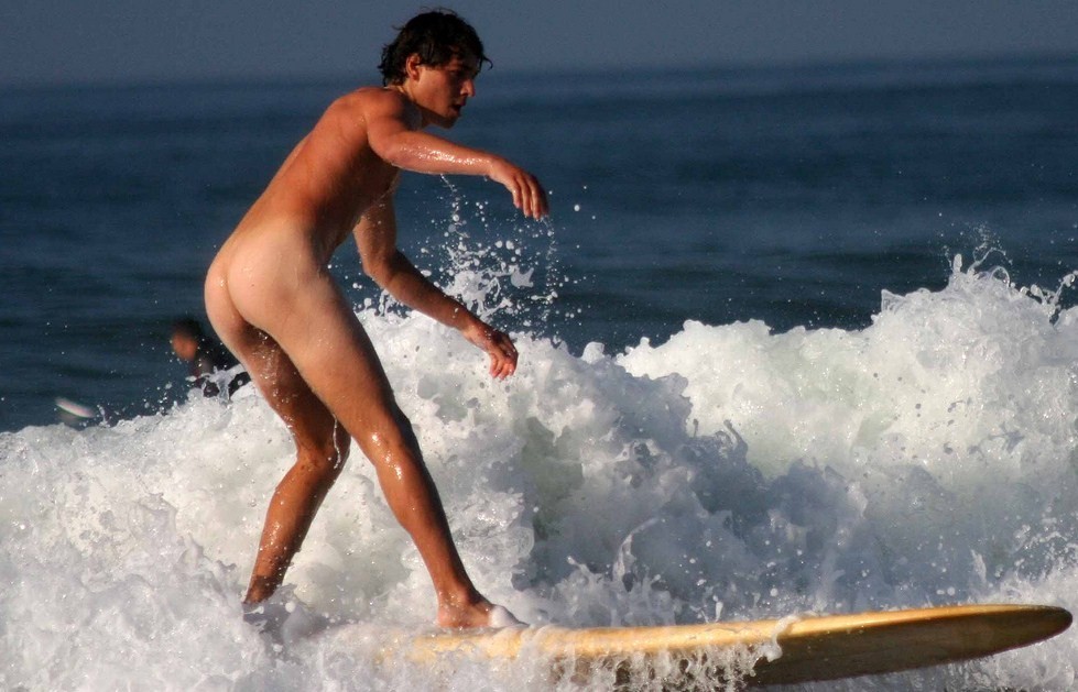 Hot hunk surfing in the nude #76943903