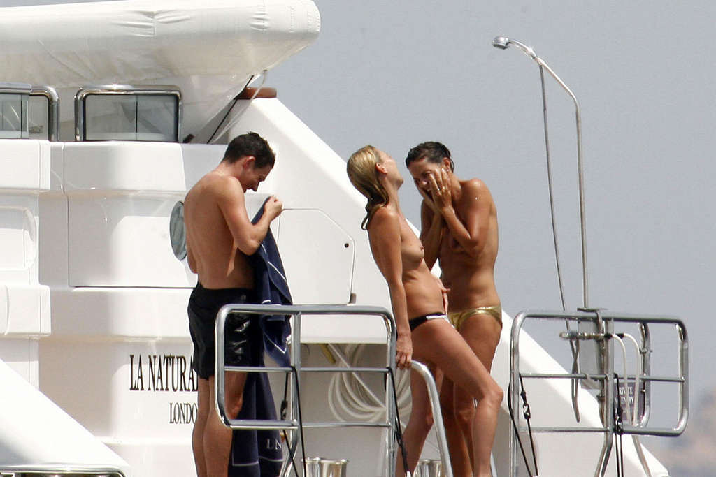 Kate Moss has a nipple slip and enjoying on yaht in topless #75369771