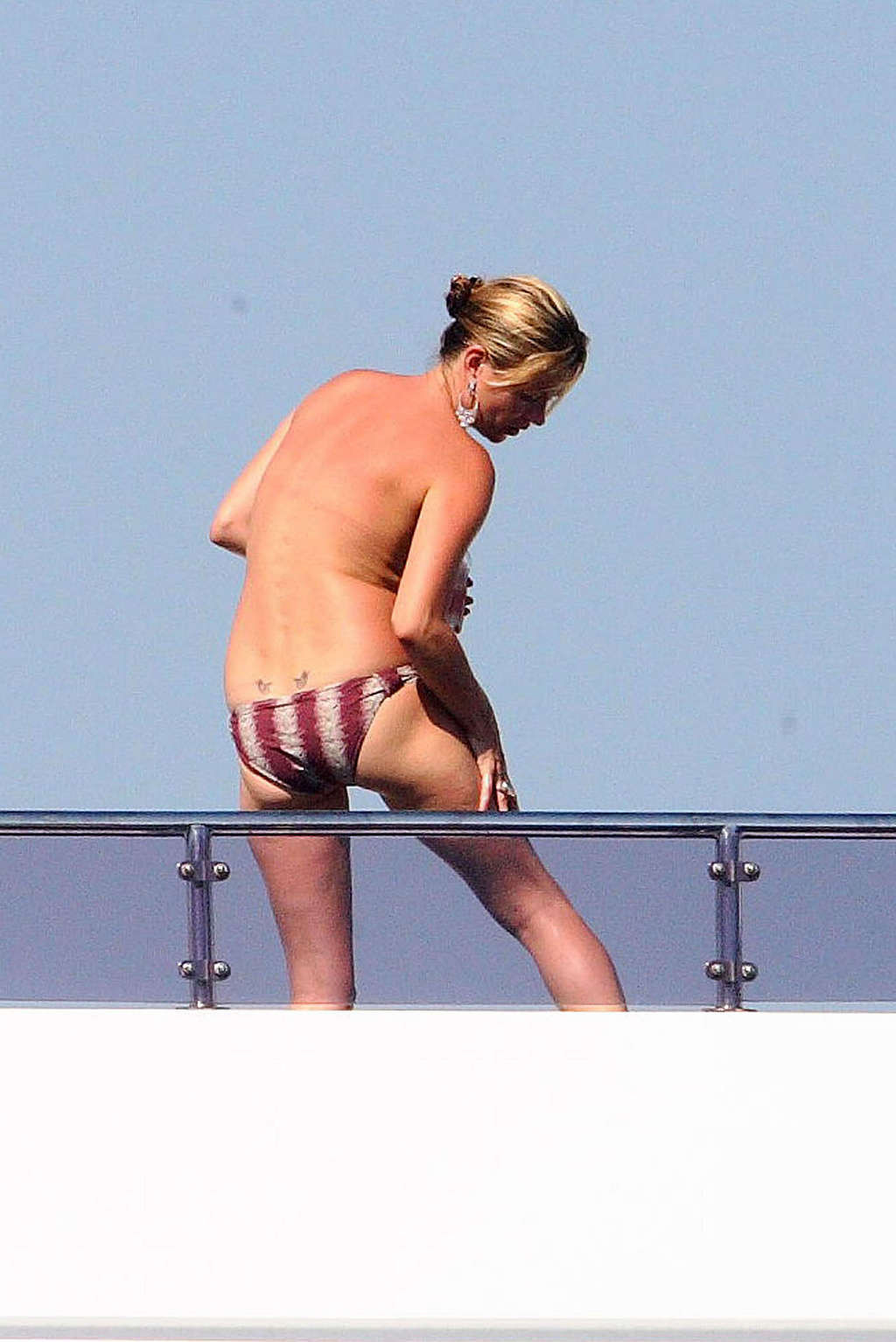 Kate Moss has a nipple slip and enjoying on yaht in topless #75369788