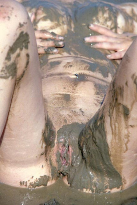 Beautiful amateur gal laying in mud #76623863