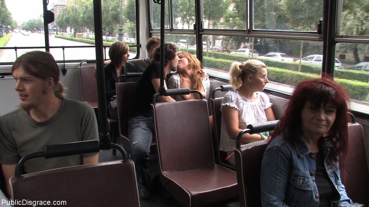 Beautiful young girl gets fucked in public bus for everyone to see and use then  #71980676