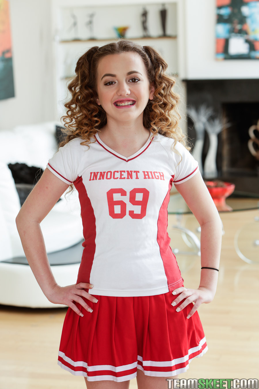 Cute cheerleader seduces coach to be the captain of the team. She fucks and suck #79002610